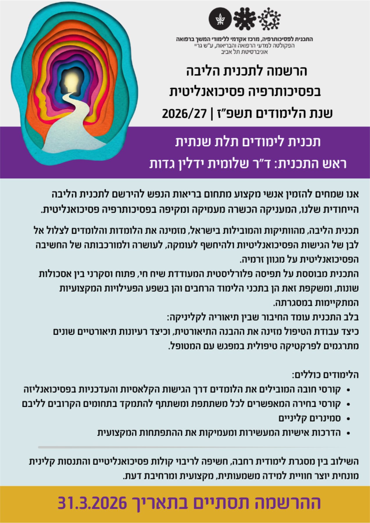 תכנית הליבה בפסיכותרפיה פסיכואנליטית